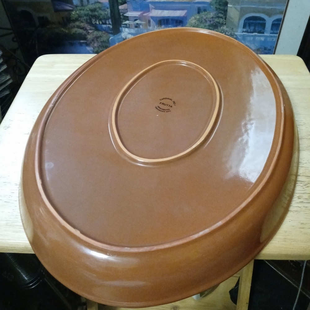 CARDINAL INC. FRUTTA BIG PLATTER 🍒🍇18"×14" OVAL. 🆕🍉🍓🍑🍎🍏🍊🍈
